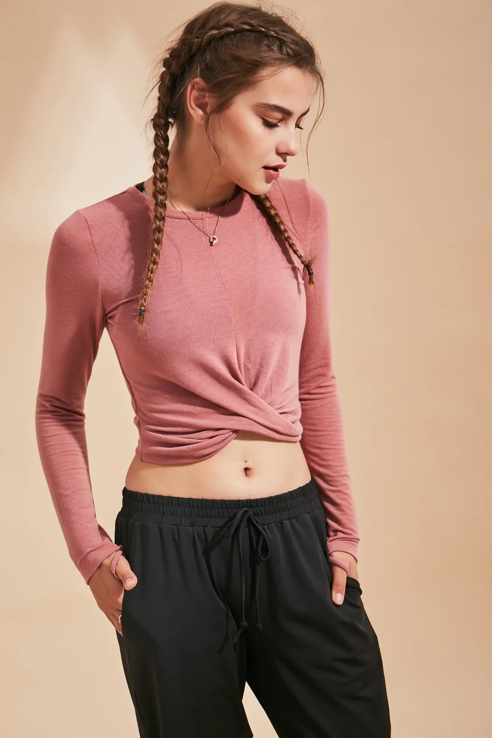 Yoga Shirt Woman Athletic Wear Sports Jacket Fitness Cotton Sportswear Breathable Stretch Women Long Sleeve Workout Tops  (95)