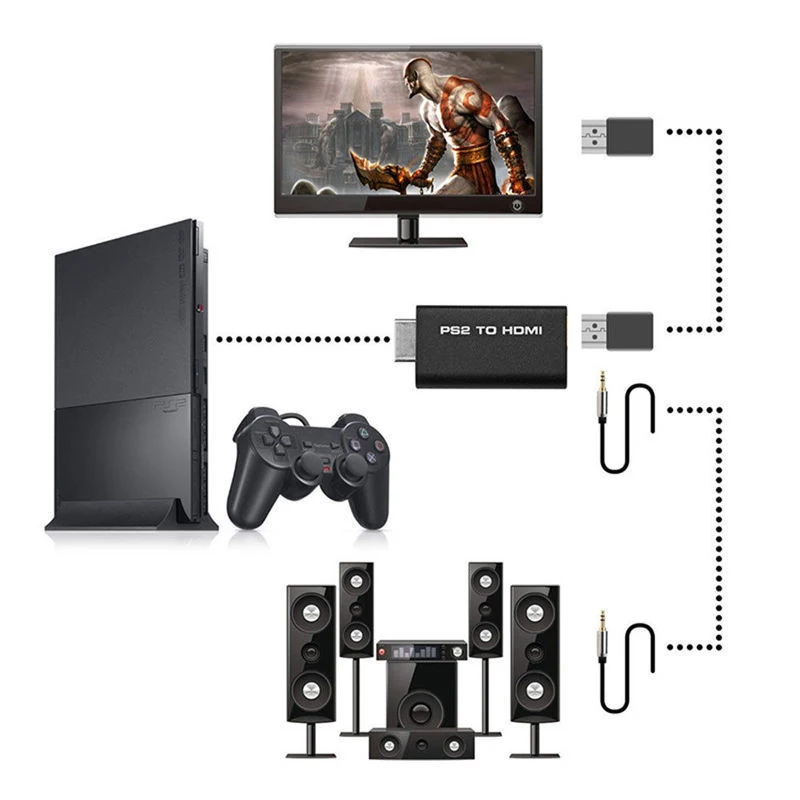 For PS2 to HDMI Audio Video AV Adapter Converter AV Input to HDMI VideoAudio Signals Output Cable for PS2 HDTV Display (3)