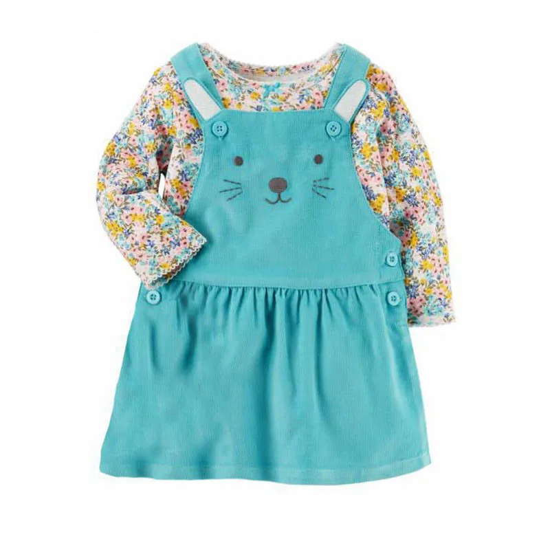 2018 Baby Girl Dress Set Long Sleeve T Shirt Cute Cartoon Cat Pattern Lovely Print Strap Dress Spring Autumn Baby Clothes Sets 2018 Baby Girl Dress Set Long Sleeve T Shirt Cute Cartoon Cat Pattern Lovely Print Strap Dress Spring Autumn Baby Clothes Sets