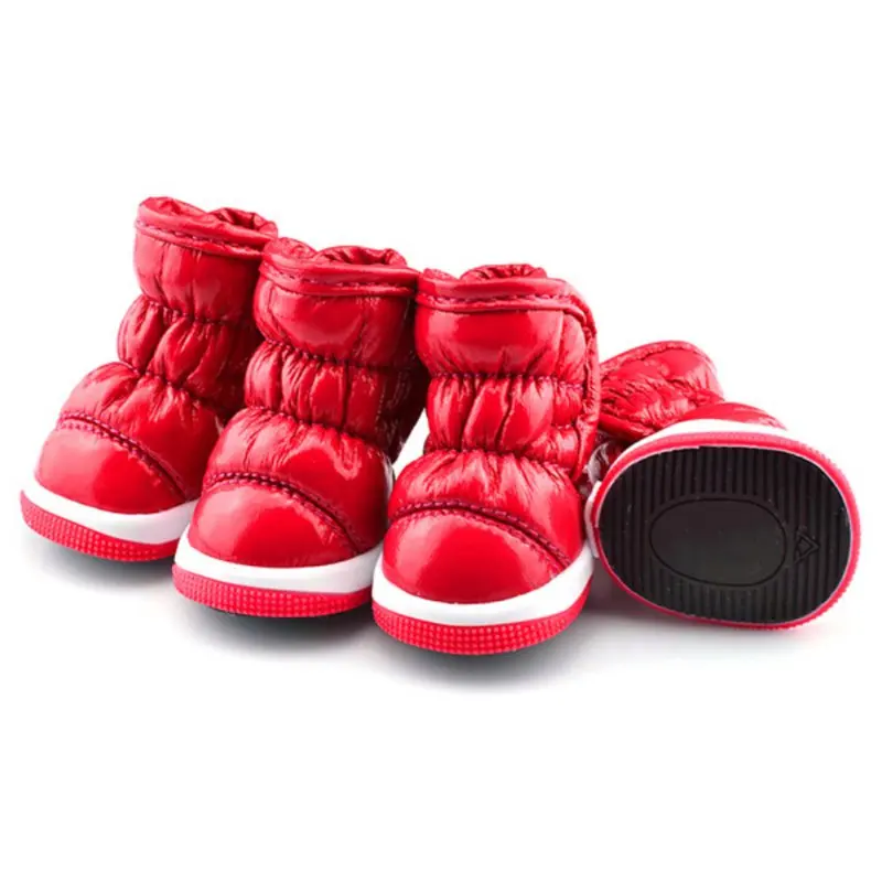 Trendy Winter Ruffle Soft PU Leather Pet Small Dogs Booties Snow Boots Shoes pet dog shoes dog winter warm shoes XS-XL