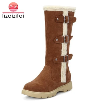 

Coolcept Women Winter Flats Boots Plush Fur Warm Shoes Woman Buckle Mid Calf Snow Boots Fashion Zipper Ladies Shoes Size 33-43