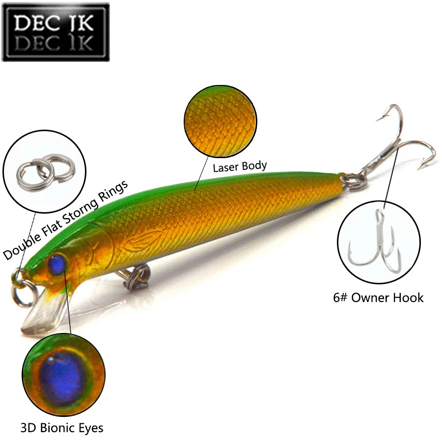 5PCS Crankbaits Minnow Plastic Hard Fishing Lure Fake Bait For Pike Carp Tackle Saltwater Fishing Lures Artificial Laser Baits (8)