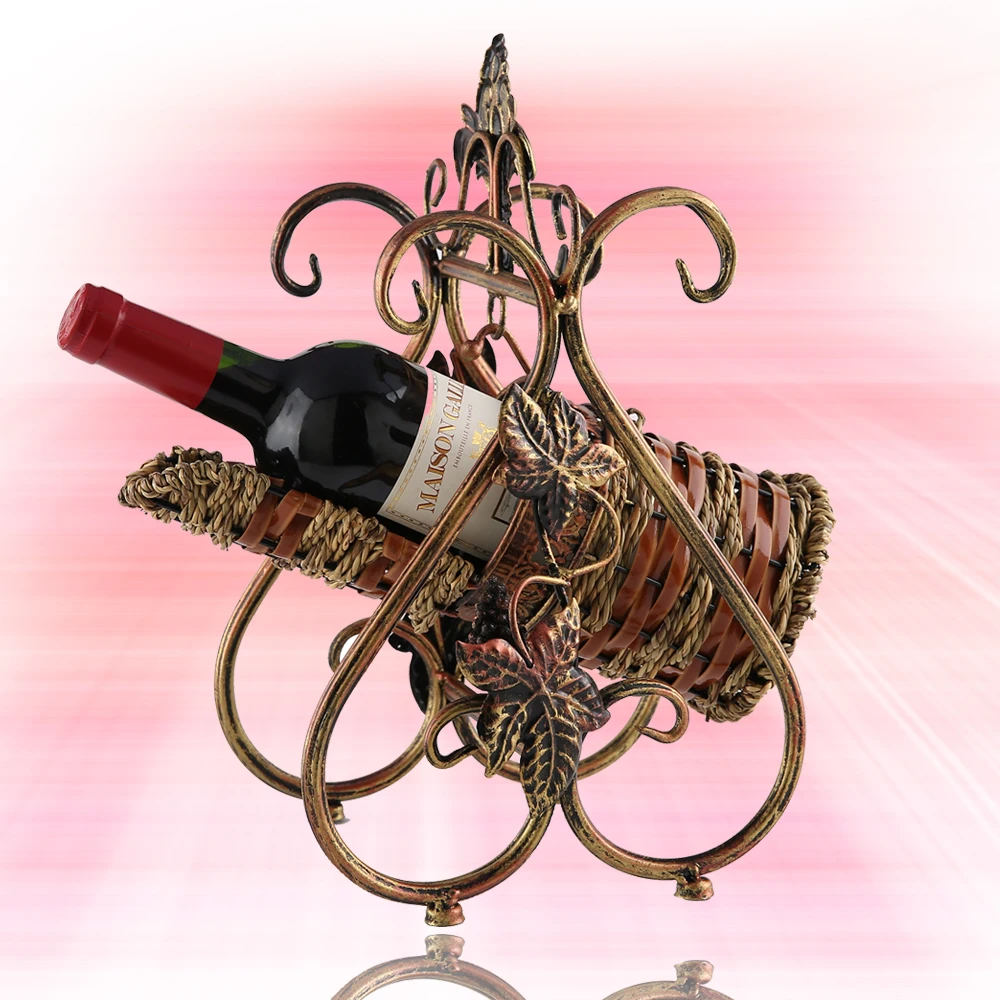 Wine Holder Rattan Wine Rack Display Rack for Hotel Iron Wine Rack