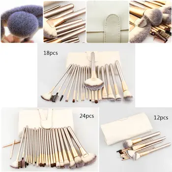 

12/18/24Pcs Fashion Luxury Champagne Gold Beauty Cosmetic Makeup Brushes Set Kit