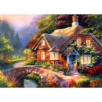 

Full Square/Round Drill 5D DIY Diamond Painting "Flower House Scenic" 3D Embroidery Cross Stitch 5D Rhinestone Decor Gift