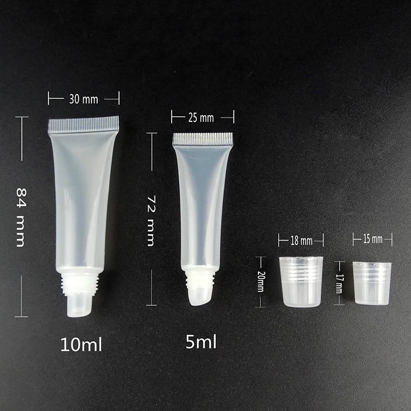 

10Pcs 5ml/10ml Refillable Empty Cosmetic Tubes Lip Gloss Balm Clear Containers Makeup Tools