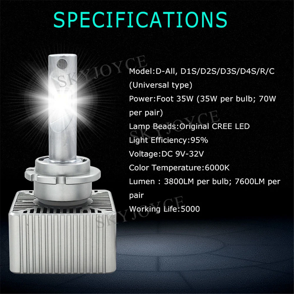 Автомобильная фара D1S светодиодный фонарь 70 Вт 7600LM супер яркий 6000K все в одном светодиодный налобный фонарь того же размера, что и D1S D2S D3S D4S D5S лампочка