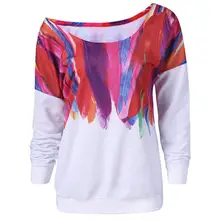 Women Casual Loose Long Sleeve Rainbow Print Pullover Shirts Sweatshirt Women's Fashion Sweatshirt ornate print long sleeve casual sweatshirt