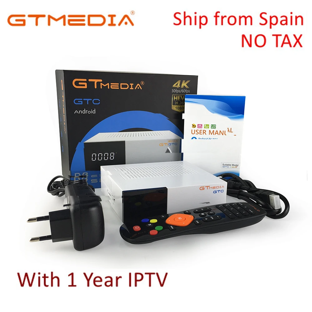 

Freesat/GTmedia GTC Satellite Receiver DVB-T2/S2/Cable ISDBT android 6.0 2GB 16GB +1 Year IPTV/cccam decoder PK X96MIMI TV BOX