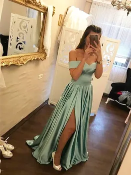 

Elegant Off the Shoulder Prom Dress Sweetheart Simple A Line Women Formal Evening Dresses High Slit Plus Size Long Party Gowns