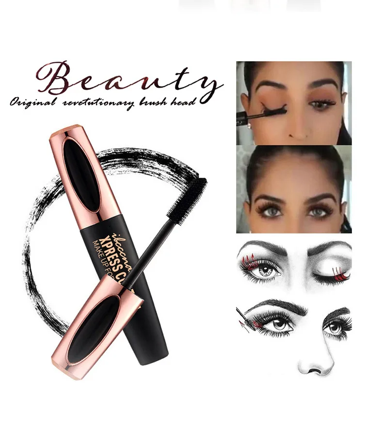 Hot 4D Silk Fiber Mascara Volume Makeup Lengthening Black Mascara Long-wearing Waterproof Eyelash Extension Eye Lashes Cosmetics