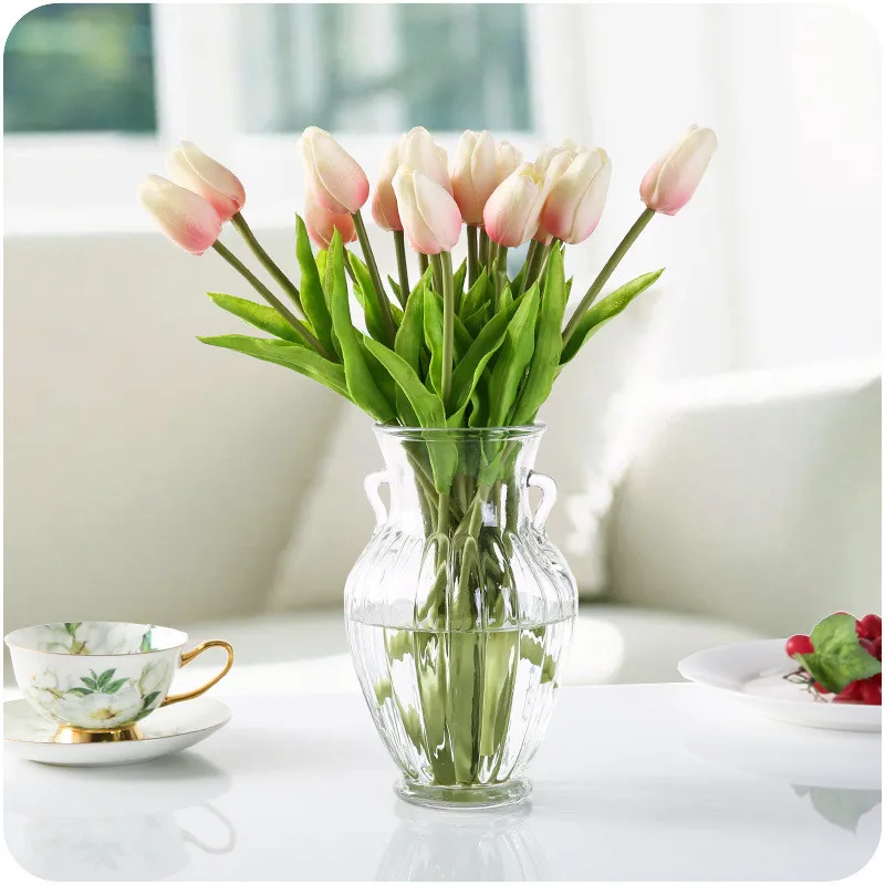 Мини Декор сделай сам Шелковый букет тюльпанов для дома свадьбы вечеринки