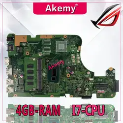 Akemy X555LD материнская плата для ноутбука ASUS X555LA X555LD X555LF X555LJ X555L X555 Тесты Оригинал материнская плата 4GB-RAM I7-CPU