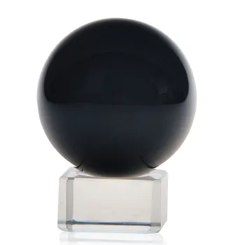 

H&D Black Crystal Ball 40mm Figurine for Fengshui,Meditation,Healing,Divination,Home Office Decoration Luck Gift for Kids