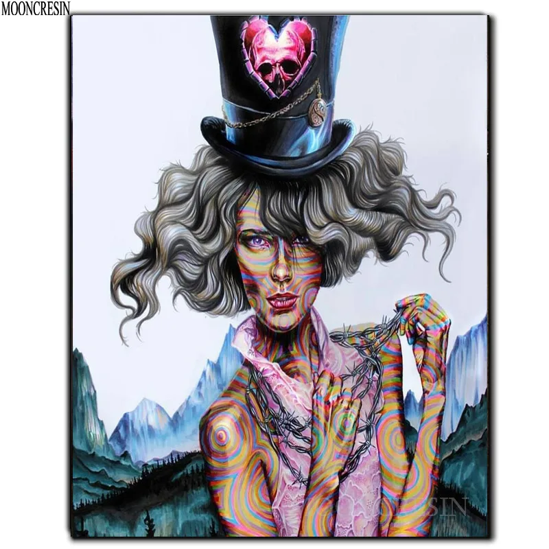 

Diy Diamond Painting Cross Stitch Woman With Colorful Lines Needlework 3D Diamond Embroidery Full Round Mosaic Decoration Resin