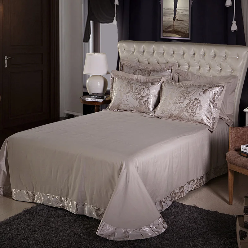 Waliicorners Silk Cotton Jacquard Golden Classic Bedding set Silky Smooth Duvet Cover Bed Sheet Pillowcases 44 2224020 - (3)