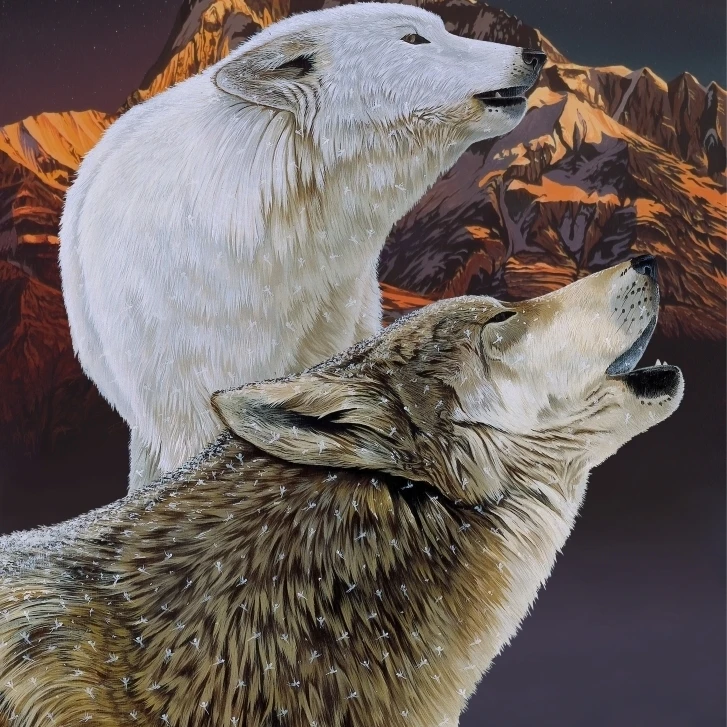 Mountain wolves Poster Print by Graeme Stevenson (24 x 32)