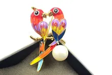 Fashion big jewelry candy color drop glaze luxury women s brooch Crystal from Swarovski Parrot personality