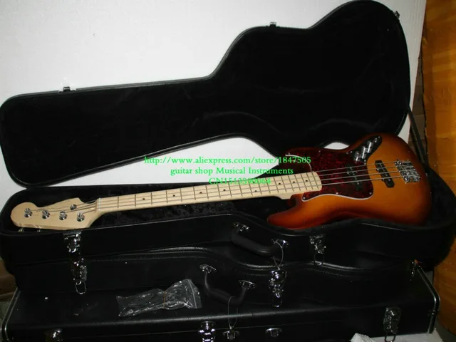 Best price at $378 Cheap New Arrival 4 Strings Bass Jazz Electric Bass with case IN Sunburst High Quality HOT Musical instruments