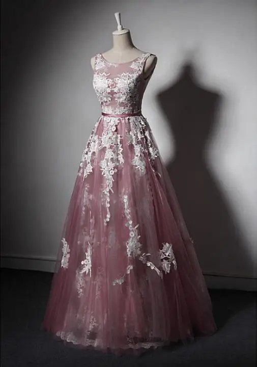 VENSANAC 2018 A Line Lace Flowers Appliques Long Evening Dresses Elegant O Neck Party Sash Backless Prom Gowns VENSANAC 2018 A Line Lace Flowers Appliques Long Evening Dresses Elegant O Neck Party Sash Backless Prom Gowns