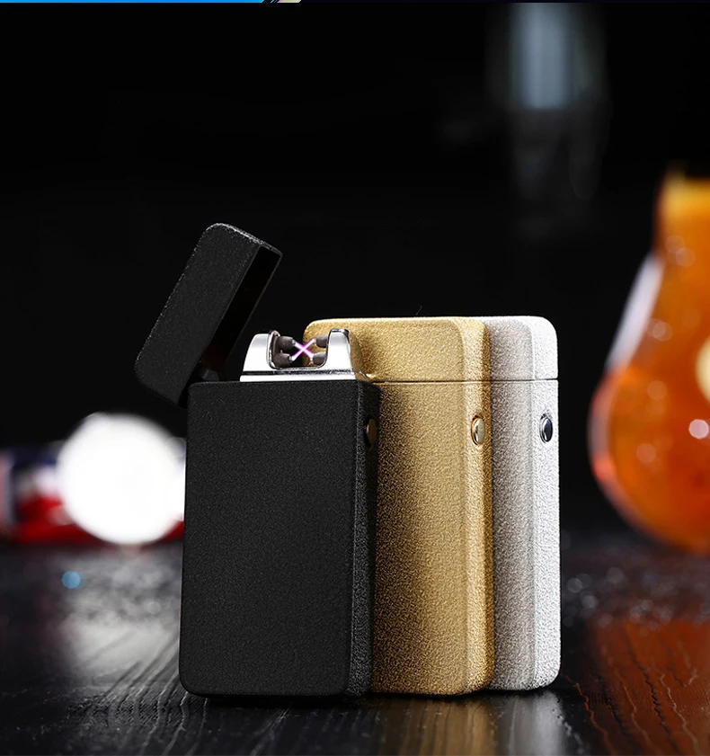 

Plasma Lighter Free Laser Logo Flip up Lighter Usb Cigarette Lighter Windproof Double Arc Electronic Lighter For Smoking