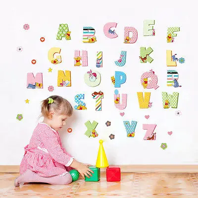 

DIY Cartoon 26 Alphabet A-Z Letters Wall Stickers Waterproof PVC Multi-Colour Removable Letter Stickers Kids Room Decoration