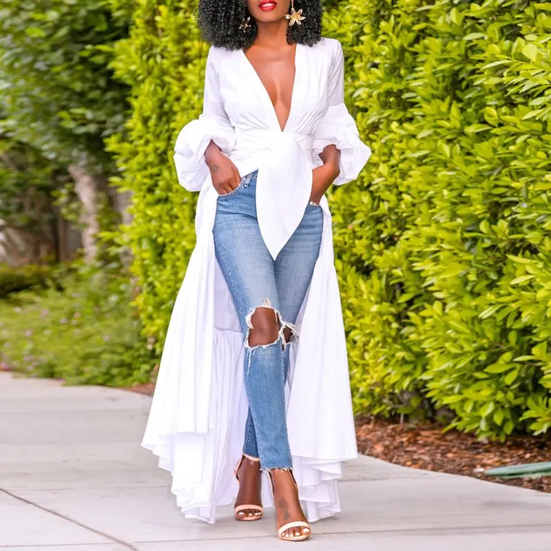 

Summer Sexy Club Elegant White Plus Size African Blouse Women Casual Slim Plain Simple 2019 Chic Female Fashion Tops Shirts