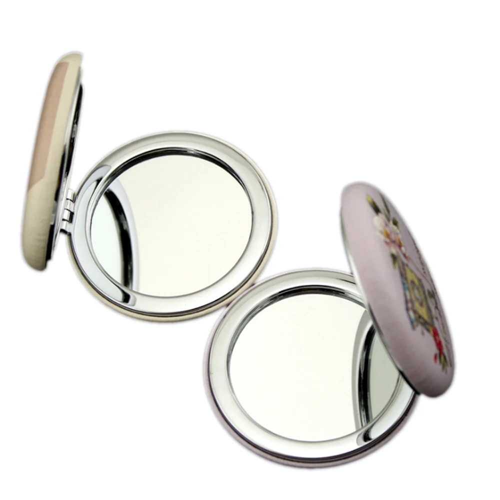 

Mini Makeup Mirror Pocket Round Case Compact Pocket Mirrors Magnifying Metal Portable Two-side Folding