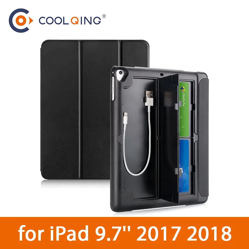 

Multi-function Tablets Case For iPad 9.7 2017 2018 Protective Cover Creative Design With Cable Cards Box For iPad 2018 9.7 Case