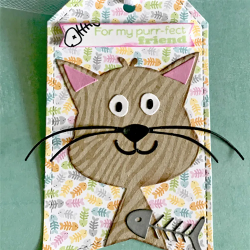

DiyArts Animal Cat Metal Cutting Dies for Scrapbooking 13Pcs Craft Dies New 125*147mm Embossing Stencil Card Decoration