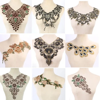 

New 1 Embroidered Lace Neckline Collar Lace Applique Motif Patches Scrapbooking Embossed Sewing Accessories