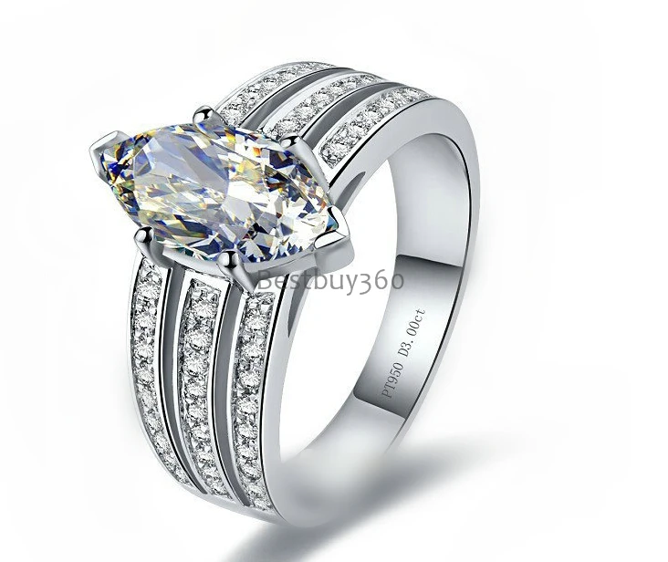 

3 Carat 925 Sterling Silver Horse Eye Shape Cocktail Party S925 Ring (YD)