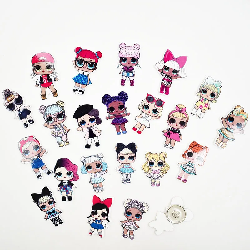 

Fashion Planar Resin Charm Cosplay Girl Snap Button Charms For 18mm Snap Button Jewelry 10Pcs Mixed