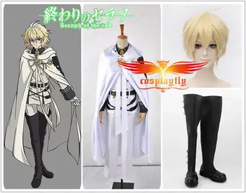 

Seraph of the End Mikaela Hyakuya Cosplay Costume Custom Adult Men Outfit Cos Shoes Boots Golden Wig and Free Wig Cap Full Set