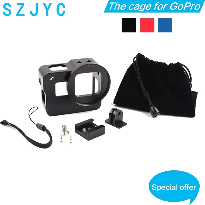 

CNC Aluminum Alloy Protective Case for GoPro HERO 5 6 7 Black Camera Cage Mount with 52mm UV Lens for GoPro 7 6 5 Accessory