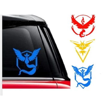 

13.5*13CM Pokemon GO Team Yellow Instinct Vinyl Decal Car Sticker Zapdos Legendary Bird Logo Black/Silver D7 -2997