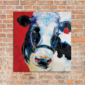 

100% free shipping manual wall painting, animal oil painting art, the more attractive the cow farm house decoration