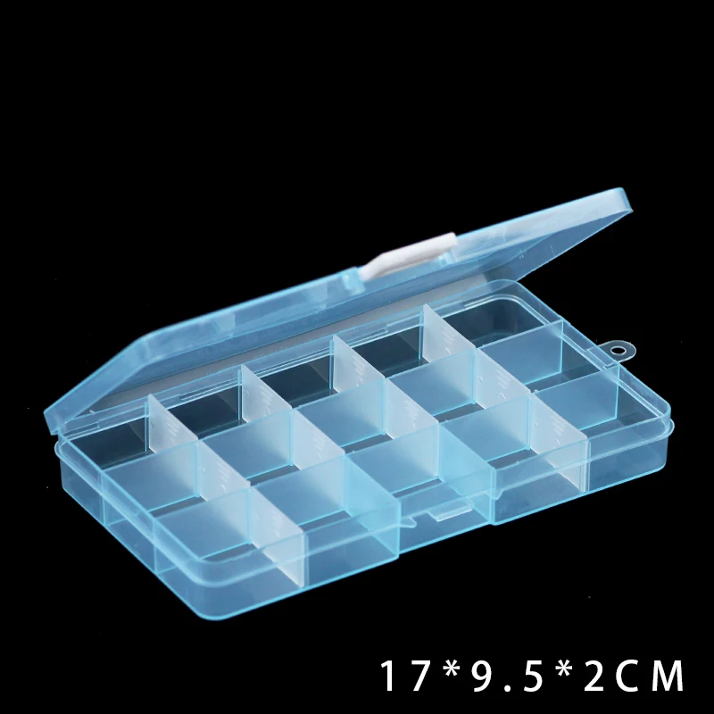 JHNBY регулируемые Слоты прозрачный отсек пластиковые подарочные коробки для ювелирных изделий чехол для хранения Контейнер для DIY бусины серьги кольца - Цвет: 15 Slots-Blue