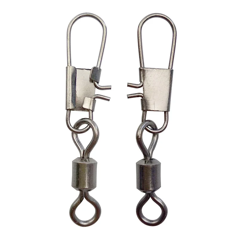 100pcs Rolling Fishing Swivel With Interlock Snap Rolling Swivels Hard