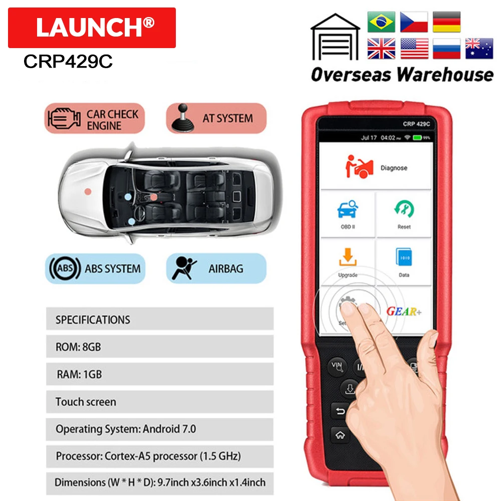 Launch CRP429C (расширенная версия crp129) 4 системы OBDI/OBDII считыватель кодов X431