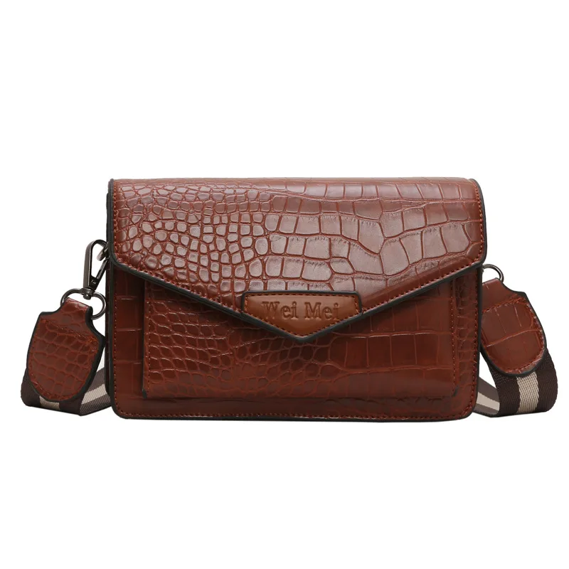 

New Retro Small Bag Women 2019 Crocodile Grain Small Square Bag Broadband Retro Versatile Single-shoulder Bag Crossbody Bag