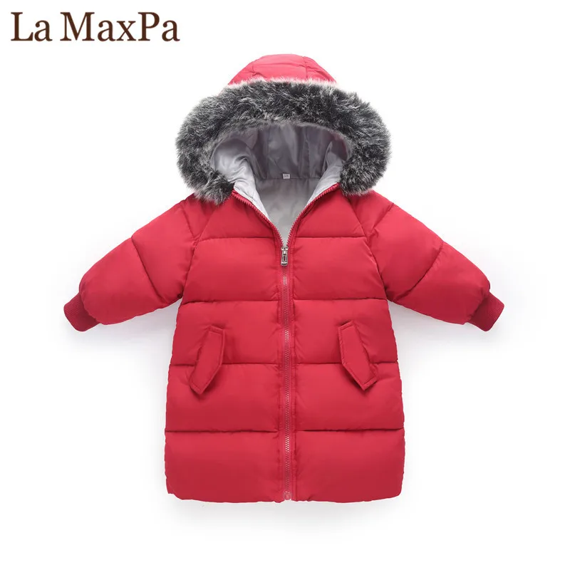 

2018 Winter down Cotton Jackets boys girls clothing Fur Collar Coat baby Girl Thicken Warm kids clothes infant overcoat parka