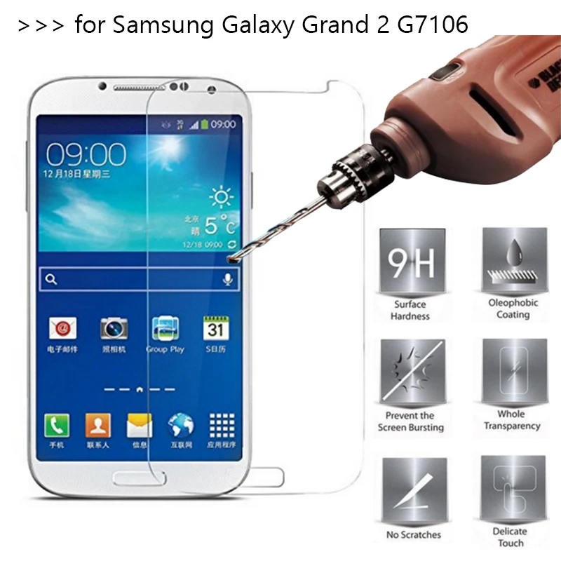 2 PCS/Lot Tempered Glass for Samsung Galaxy Grand Duos G7106 G7102 Screen Protector Protective Film Free Shipping | Мобильные