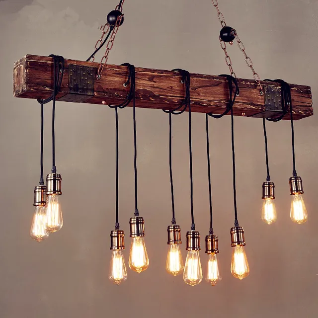 IWHD 10 Köpfe Holz Vintage Lampe Loft stil Industrie anhänger Leuchten