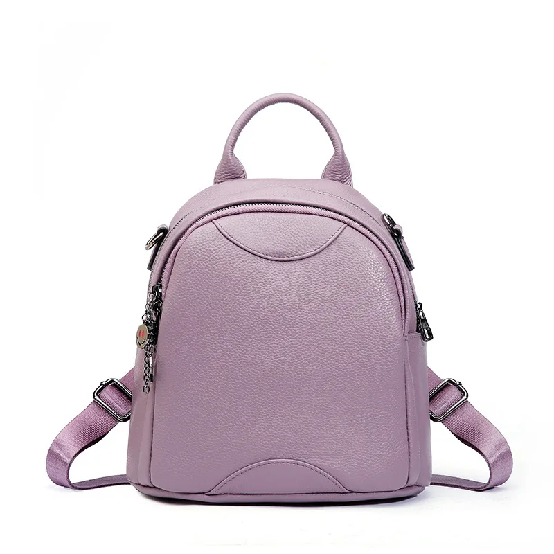 

2018 New Backpacks Women's Bag Genuine Leather Cute Round Shape Bag 100% Top Layer of Calfskin Small Backpack Soft Leather