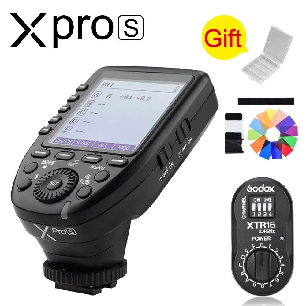 

Godox XPro-S 2.4G TTL X System High-speed Wireless High Speed Sync 1/8000s Flash Trigger LCD Screen + XTR-16 Receiver For Sony