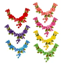 Новая мода DIY Аппликация вода растворимая вышивка костюм украшение шейным ободком цветные Переводные изображения аксессуары