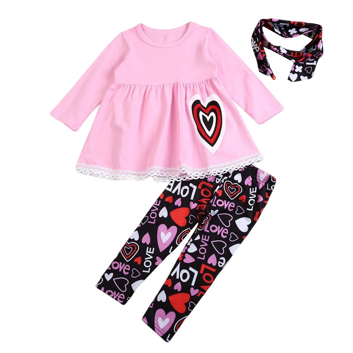 3Pcs Newborn Baby Girls Kids Long Sleeve T shirt+Pants Leggings Outfit