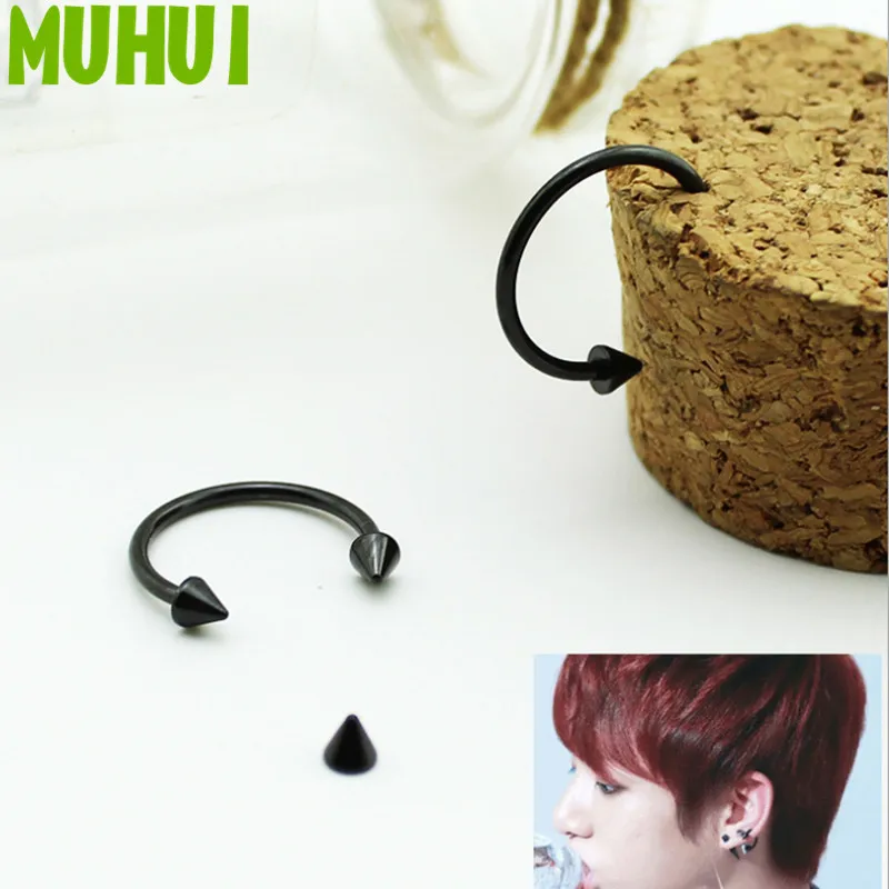 

KPOP BTS Bangtan Boys Black Tapered Cone Titanium Steel Unisex Earrings For Women Men Jewelry Brinco B497