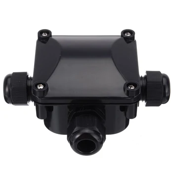 

1pc 230V 3 way Black Electrical Junction Box With 3 Wire Cable Connections Waterproof PP Plastic Junction Box